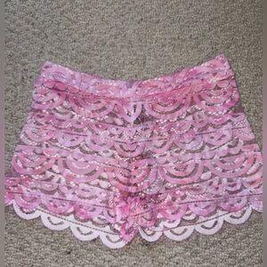PQ Swim Pink High Waist Lace Shorts